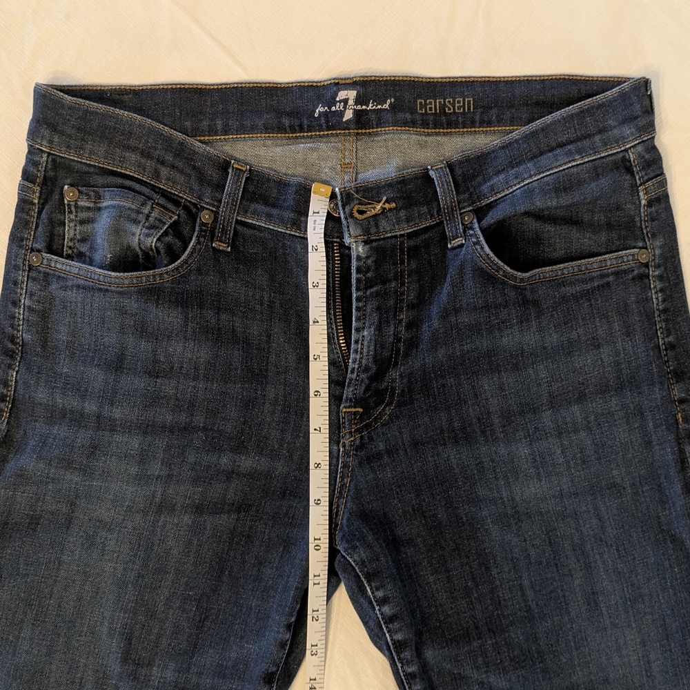 7 For All Mankind Dark Blue Straight Leg Jeans, 33 x 32 - Picture 11 of 12